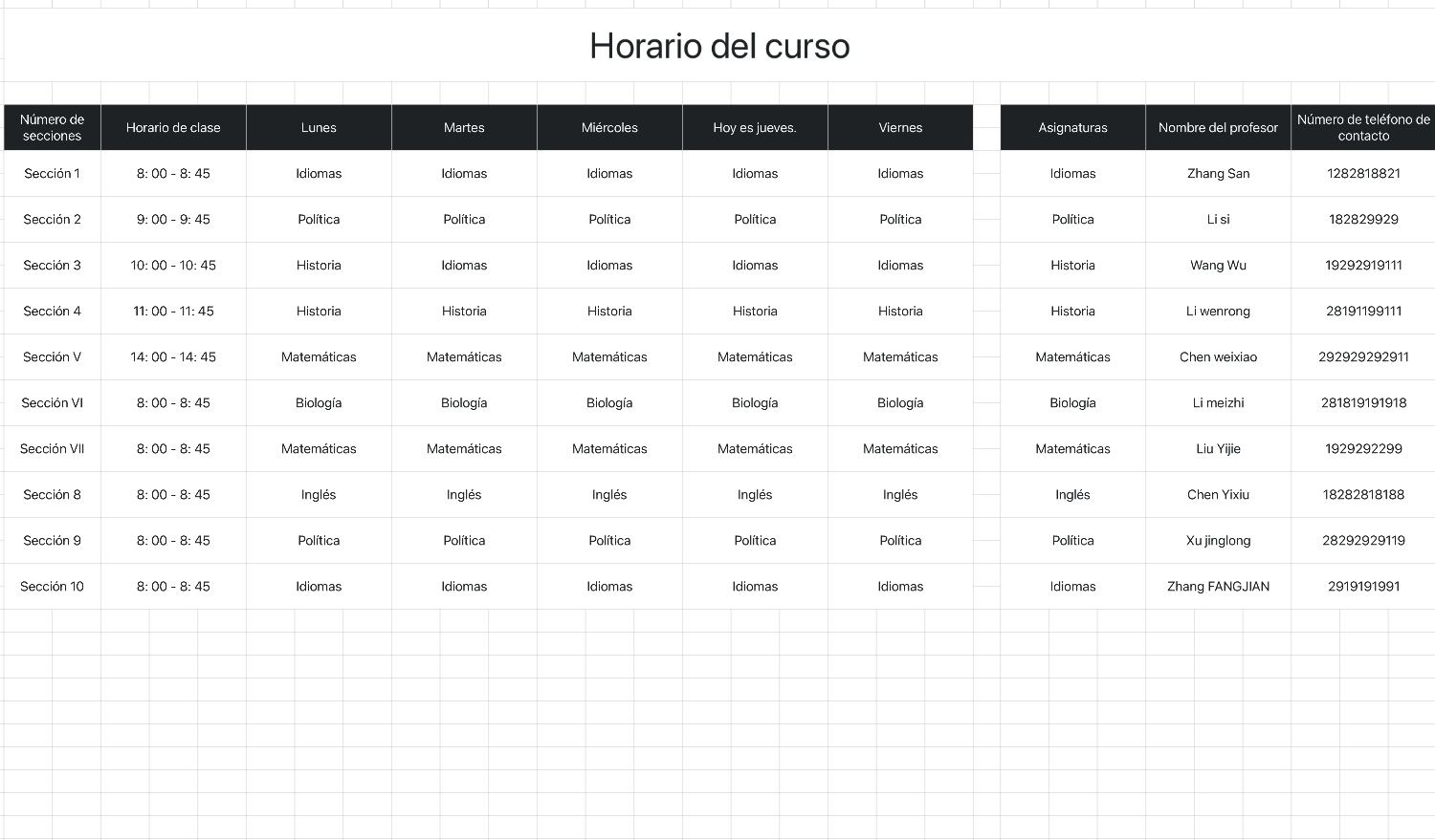Horario 11